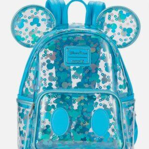 Disney Loungefly Mickey Mouse Icon Clear Mini Backpack - New